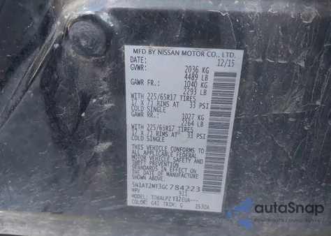 2016 Nissan Rogue S/Sl/Sv z USA, uszkodzony, nr VIN 5N1AT2MT3GC784223